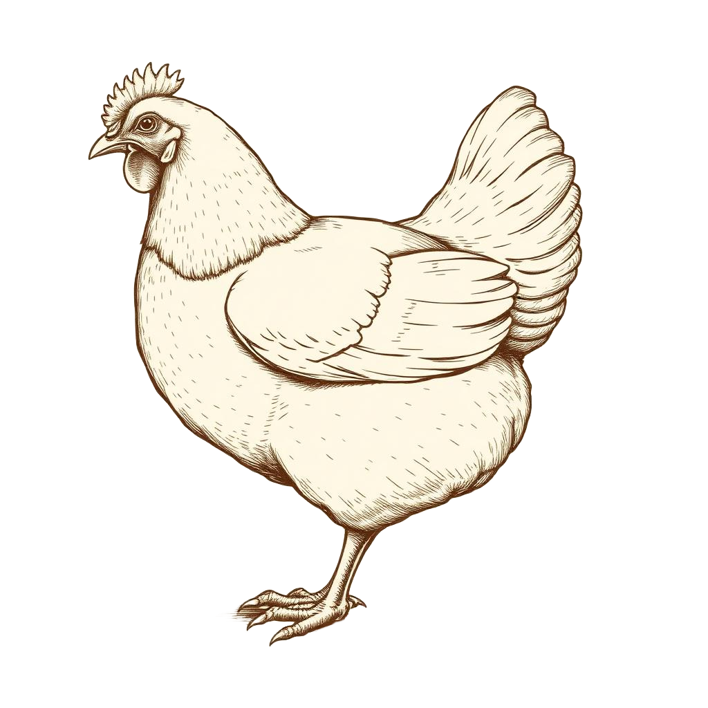 Kamarahansu talu broiler — joonistatud illustratsioon kanast